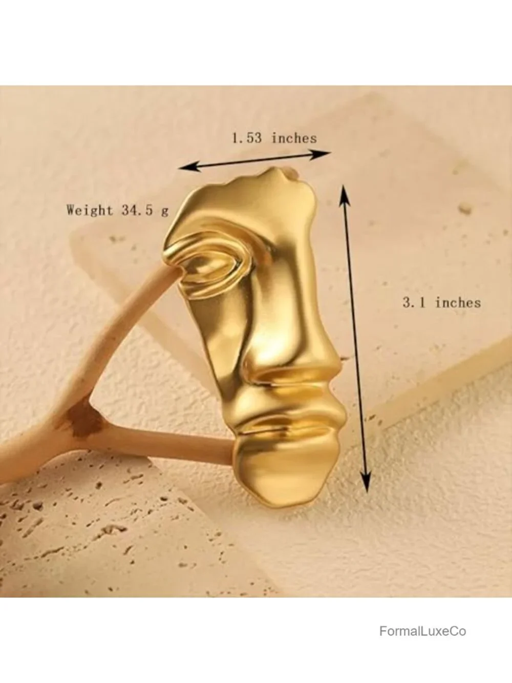 Elegant Gold Half Face Mask Brooch Pin Vintage Minimalist Metal Brooch